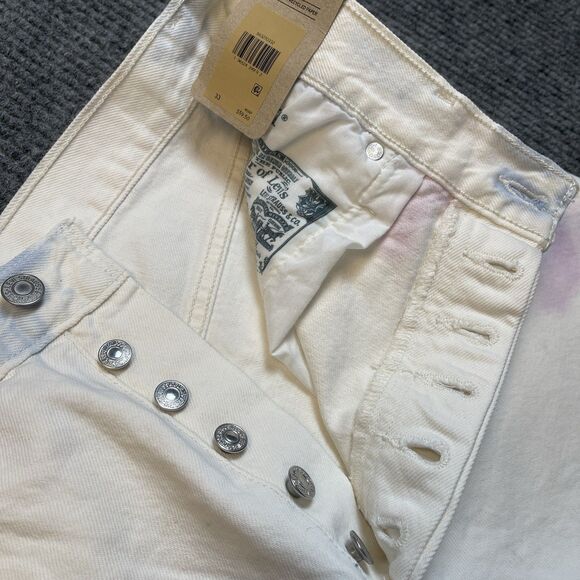 Levi's 501 High Rise Tie Dye Cut Off Shorts Women 33 White Pink Blue Cotton NEW - Picture 5 of 12